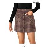 LYANER Women's Fall Winter Plaid Mini Skirt High W