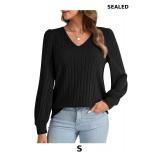 LYANER Women's Knit V Neck Casual Tops