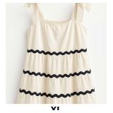 Cream Dress with Black Stripes