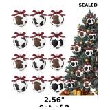 2x Set of 12 cow print Christmas balls each 2.56'