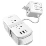 VYLEE Power Strip European Travel Plug Adapter