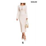 Long Sleeve Ribbed Knit Dress Bodycon Sweater