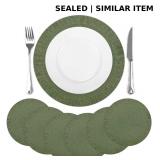 comfoyar Green Round Braided Placemats Set of 6, 1