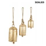 Deco 79 26719 3-Piece Metal Rope Cow Bell Set