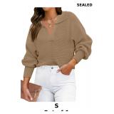 ZESICA Women's Fall Lapel Collar Sweater Top