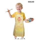 3x Kids Aprons with Pocket Cooking Baking...