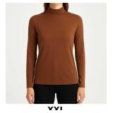 Brown Long Sleeve Turtleneck Top