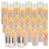 22 Pack  Flickering Transparent Flameless Candles