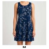 Navy Blue Floral Embroidered Dress
