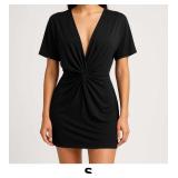 Black Short Dress with Twist Detail