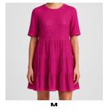 Pink Tiered Short Sleeve Dress