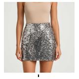 Silver Sequin Mini Skirt
