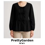 PrettyGarden Black Peplum Top with Ties
