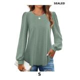 ZESICA Long Sleeve Eyelet Tops for Womens Crew