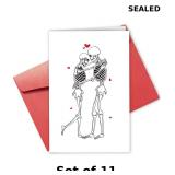 11x Funny Kissing Skeletons Halloween Card,...