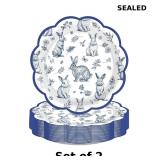 2x 50Pcs Blue Floral Paper Plates 9' Heavy Duty