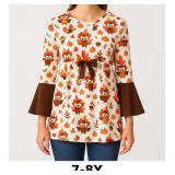 Owl Print Long Sleeve Top