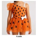 Orange Tutu Dress with Triangle Pattern
