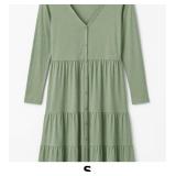 Green Button-Up Tiered Dress