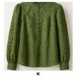 Green Eyelet Blouse
