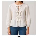 White Blouse with Bow Details