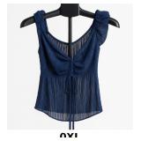 Navy Blue Ruffled Top