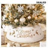 LASPERAL Plush Christmas Tree Collar White Tree