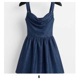 Navy Blue Cowl Neck Dress