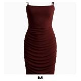 Burgundy Ruched Bodycon Dress