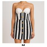 Striped Strapless Button-Up Dress