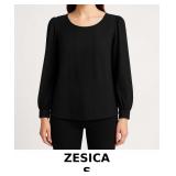 ZESICA Black Long Sleeve Blouse