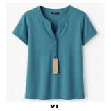 Teal Short Sleeve Button-Up Top