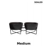 Waggo Simple Solid Double Dog Bowl and Stand