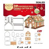 Gingerbread House Cookie Cutter Set, 10 PCS x4