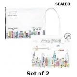 City Themed Artwork Tote Bag with Zipper, x2