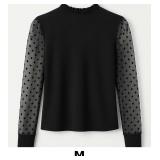 Black Long-Sleeve Top with Sheer Sleeves