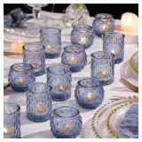NITIME 12Pcs Assorted Blue Votive Candle Holders