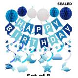 8x Crosize Blue Birthday Decorations Kit