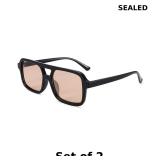 2x Bouryo Square Polarized Wayfarer Sunglasses