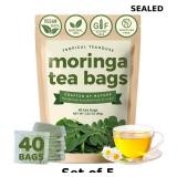 5x Tropical Teahouse 40 Pure Moringa Tea Bags