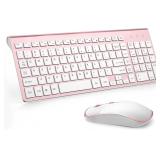 Rechargeable Wireless Keyboard Mouse (Pink)