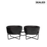 Waggo Simple Solid Double Dog Bowl and Stand