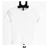 White Short Sleeve Ribbed Top