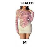 Women's Off Shoulder Tie Dye Mesh T Shirt