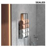 Generic Wall-Mounted Towel Rack, Black Iron Frame
