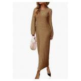 Saodimallsu Womens Long Sleeve Midi Sweater Dress