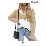 Saodimallsu Womens Color Block Sweaters Mock Neck