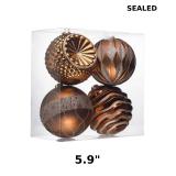 4 large 5.9-inch shatterproof Christmas decor