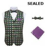 Mens Mardi Gras Vest and Bow Tie