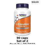 2x Now Foods, L-Citrulline 750 mg 90 Capsules